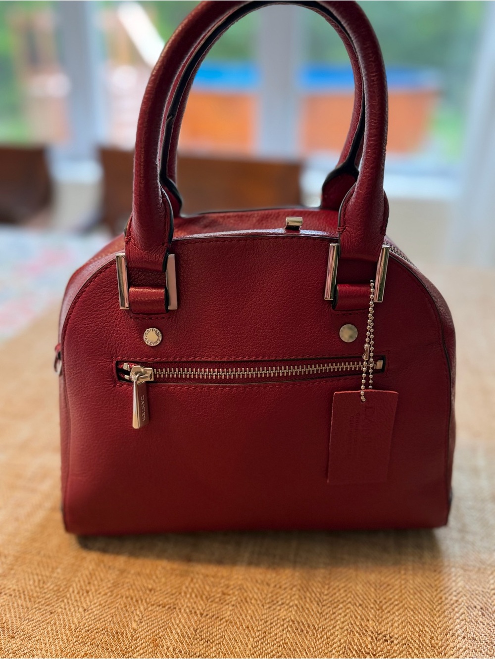 Danier Classic Red Dome Satchel Handbag